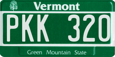 VT license plate PKK320