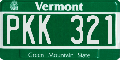 VT license plate PKK321