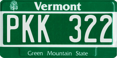 VT license plate PKK322