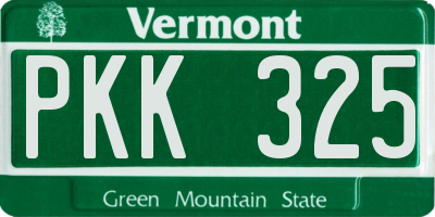 VT license plate PKK325