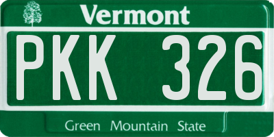 VT license plate PKK326