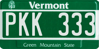 VT license plate PKK333