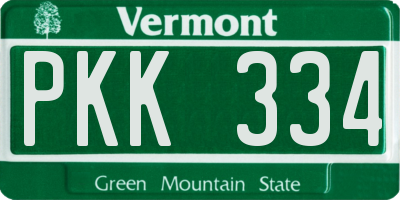 VT license plate PKK334