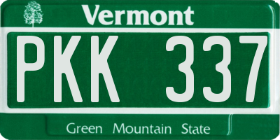 VT license plate PKK337