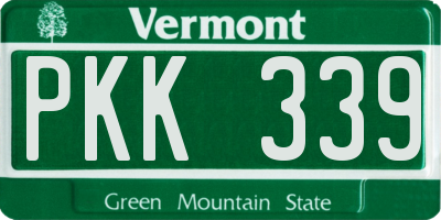 VT license plate PKK339