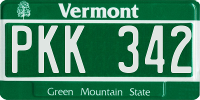 VT license plate PKK342