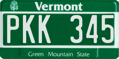 VT license plate PKK345
