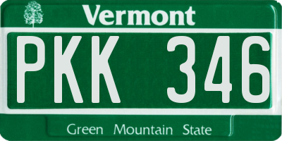 VT license plate PKK346