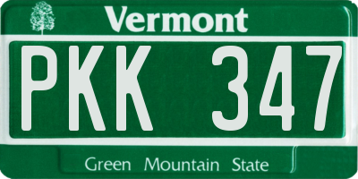 VT license plate PKK347