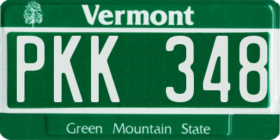 VT license plate PKK348