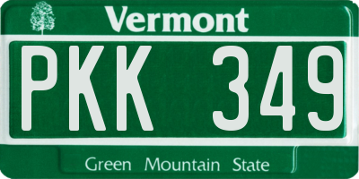 VT license plate PKK349
