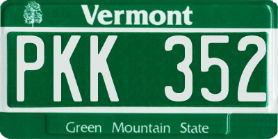 VT license plate PKK352