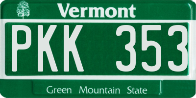 VT license plate PKK353