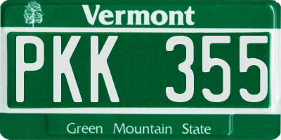 VT license plate PKK355