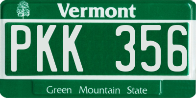 VT license plate PKK356