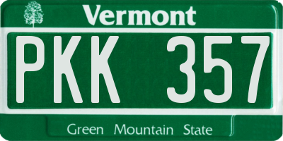 VT license plate PKK357