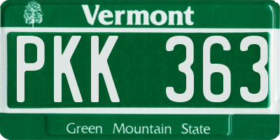 VT license plate PKK363