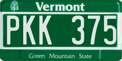 VT license plate PKK375