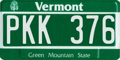 VT license plate PKK376