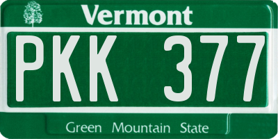 VT license plate PKK377