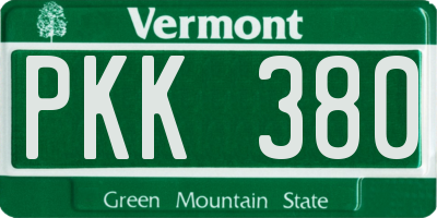 VT license plate PKK380
