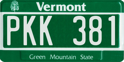 VT license plate PKK381