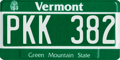 VT license plate PKK382
