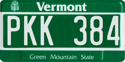 VT license plate PKK384
