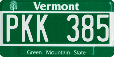 VT license plate PKK385