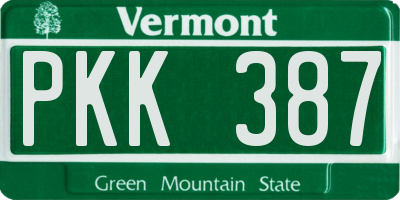 VT license plate PKK387