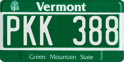 VT license plate PKK388