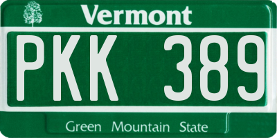 VT license plate PKK389