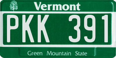 VT license plate PKK391