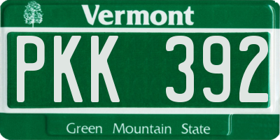 VT license plate PKK392