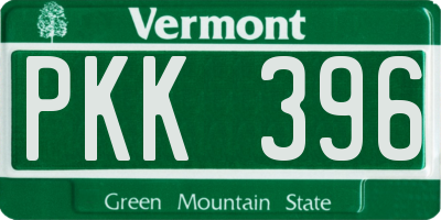 VT license plate PKK396