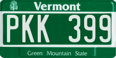 VT license plate PKK399