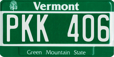 VT license plate PKK406