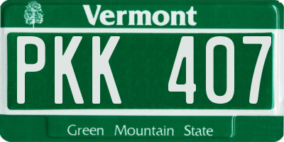 VT license plate PKK407