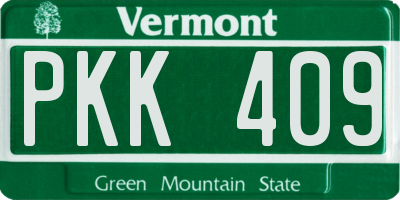 VT license plate PKK409