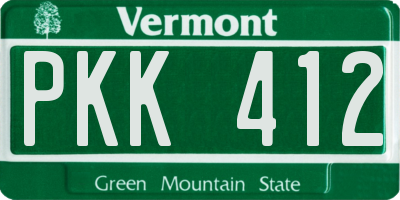 VT license plate PKK412