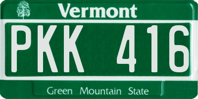VT license plate PKK416