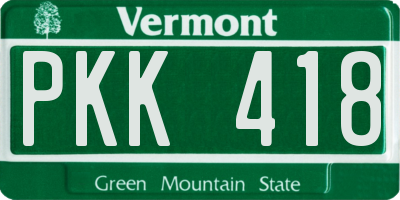 VT license plate PKK418