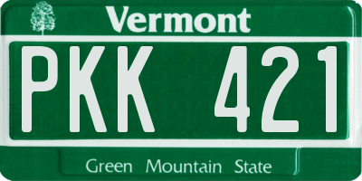 VT license plate PKK421