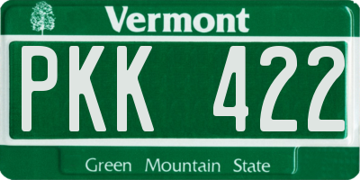 VT license plate PKK422