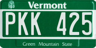 VT license plate PKK425