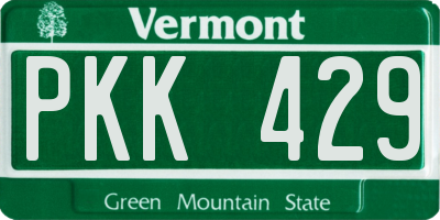 VT license plate PKK429