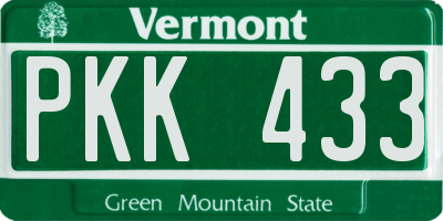 VT license plate PKK433