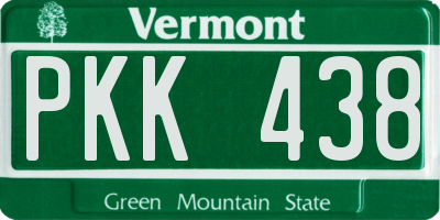 VT license plate PKK438