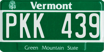 VT license plate PKK439