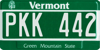 VT license plate PKK442